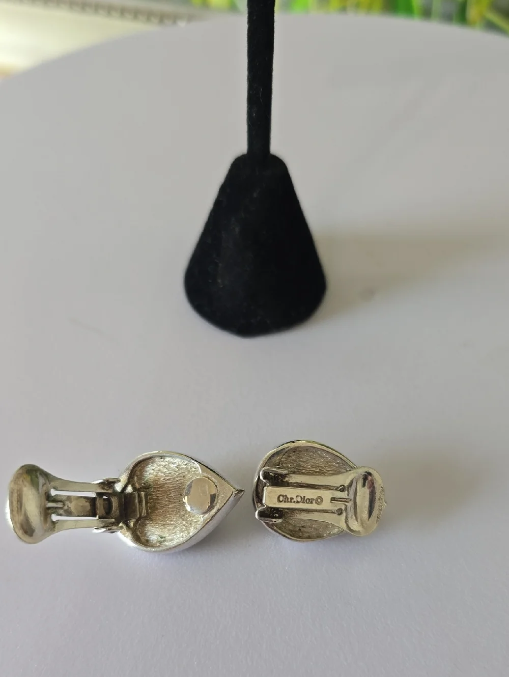 Christian Dior Authentic 925 Sterling Silver Teardrop Clip-On Earrings Vintage - Picture 11 of 13
